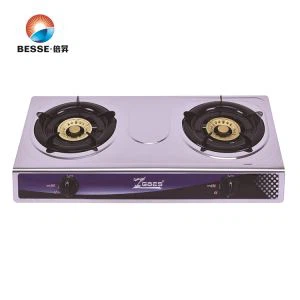 Rostfrei Stahl Panel Classic Fire Kappe Double Brenner Desktop Gasherd