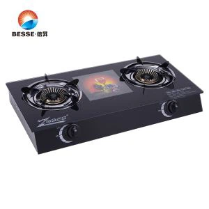 Gehärtetes Glas 2 Brenner Table Top Küche Verwendung Gasherd