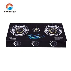 Gute Qualität Haushalt Hartglas dreifache Brenner Desk Top Gasherd